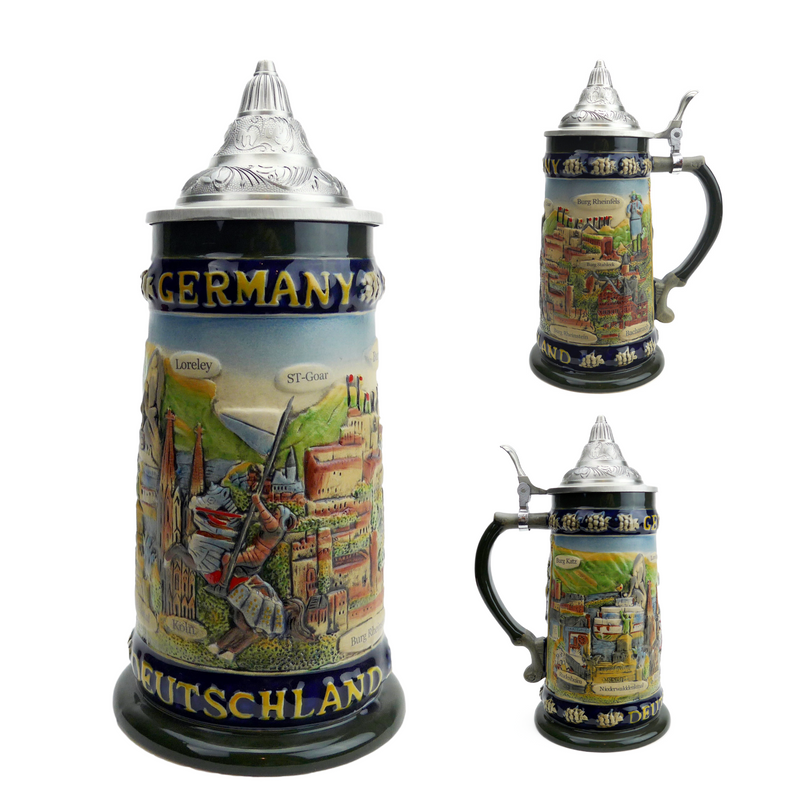 Legends of Germany Collectible German Beer Stein with Metal Lid