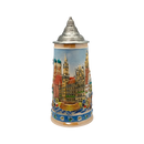 Oktoberfest & Edelweiss Deluxe Collectible Ceramic Beer Stein with Ornate Metal Lid