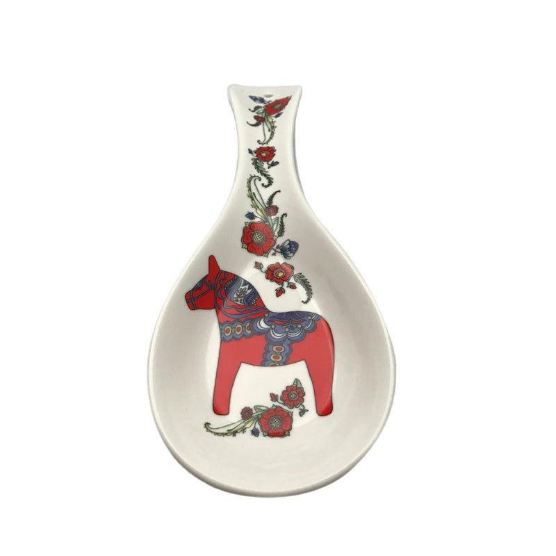 Swedish Red Dalarna Horse Ceramic Spoon Rest