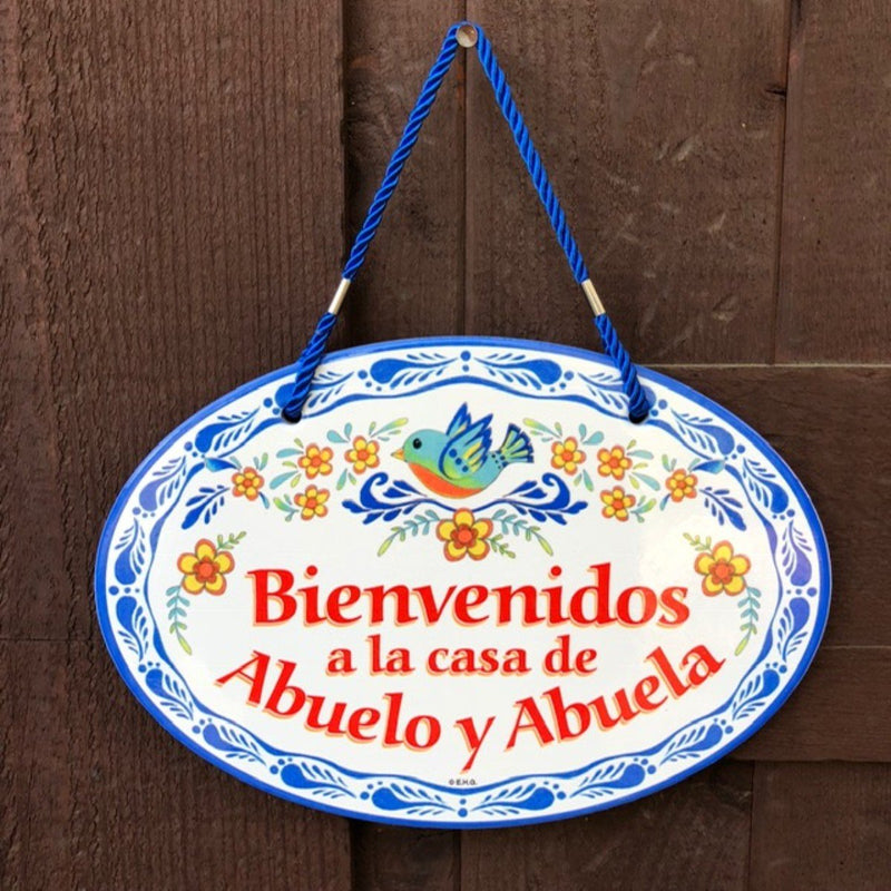 Decorative Door Sign Bienvenido Casa Abuelo & Abuela Gifts
