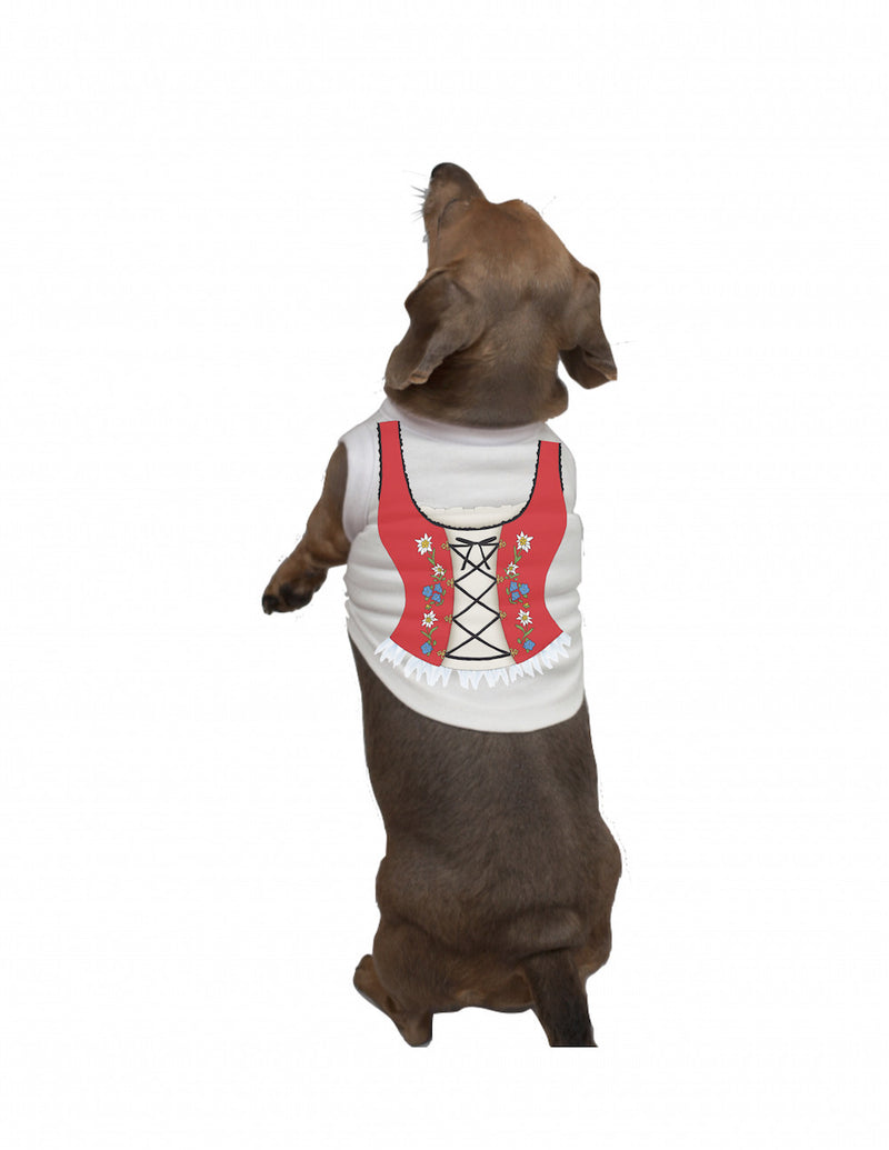 German Dog T Shirt: Dirndl - Apparel- Costumes - German - Womens, Apparel- T Shirts, Apparel-Costumes, Apparel-Dogs, Apparel-Shirt-German, German, Germany, L, M, Size, Top-GRMN-B, White