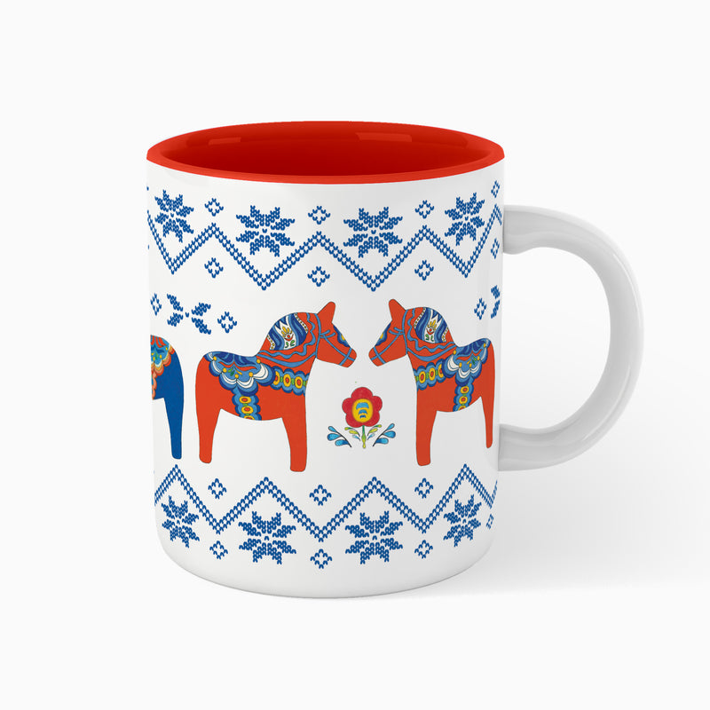 Dala Horse Snowflake Design Ceramic Coffee Cup