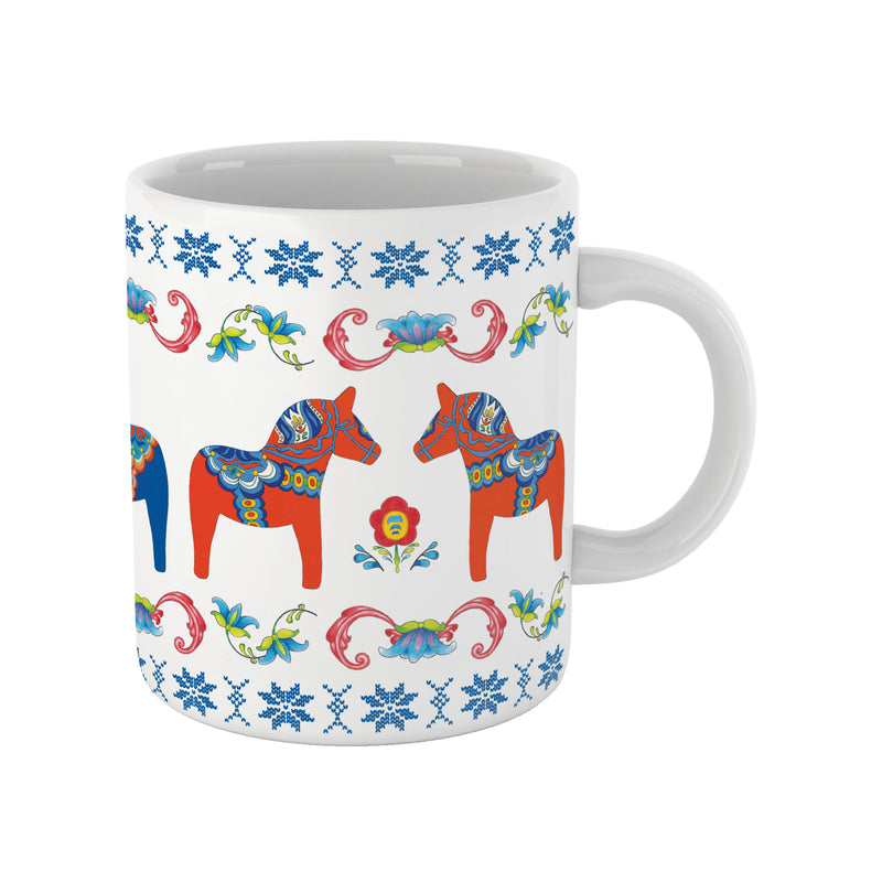 Dala Horse Rosemaling Design Ceramic Coffee Cup