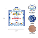 "Kiss the Puerto Rican Cook" Spanish Gift Idea Latino Regalo Ceramic Cheeseboard Decorative 7.5" Trivet Bird Motif with Cork Backing - Blue