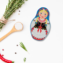 Nesting Doll with Blue Scarf Decorative Kitchen Trivet