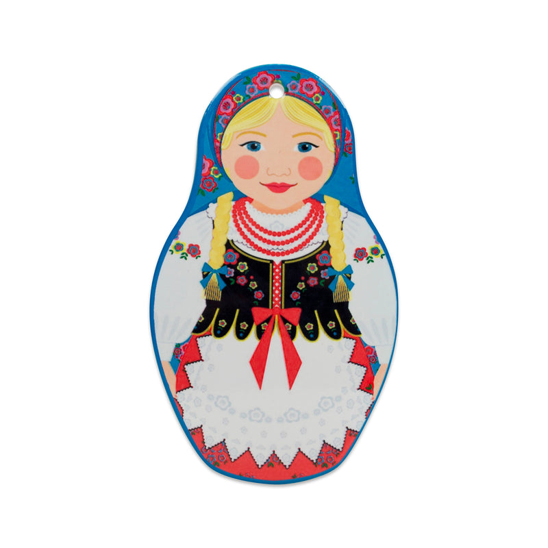 Nesting Doll with Blue Scarf Decorative Kitchen Trivet