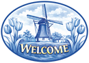 Dutch Welcome Door Sign with Delft Windmill Design Ceramic 8.5x6 inches Ceramic Door Sign with Raised Relief Artwork, 8.5ƒ??