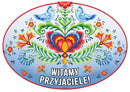 Polish Welcome Witamy Przyjaciele 8.5x6 inches Ceramic Door Sign with Raised Relief Artwork, 8.5 x 6 in