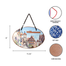 "Wilkommen" Ceramic 8.75x6 inches Front Door Sign or Wall Decor with Traditional Raised Relief German Village Artwork, European Home Decoration