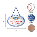 "Mi Casa Es Su Casa" Latino Traditional Artwork, Ceramic 8.75x6 inches Spanish Front Door Sign with Traditional Latino Raised Relief Artwork, Latino Home Decoration & Regalos