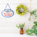 "Mi Casa Es Su Casa" Latino Traditional Artwork, Ceramic 8.75x6 inches Spanish Front Door Sign with Traditional Latino Raised Relief Artwork, Latino Home Decoration & Regalos