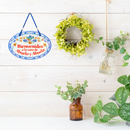 "Bienvenidos a la Casa de Abuelo y Abuela" Latino Traditional Artwork, Ceramic 8.75x6 inches Spanish Front Door Sign with Raised Relief Artwork, Latino Home Decoration & Regalos