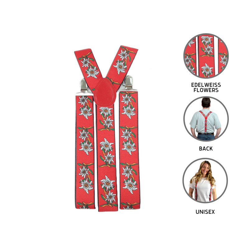 Oktoberfest Costume Suspenders Edelweiss