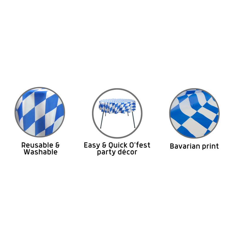 Oktoberfest Party Bavarian Checkered Polyester Tablecloth