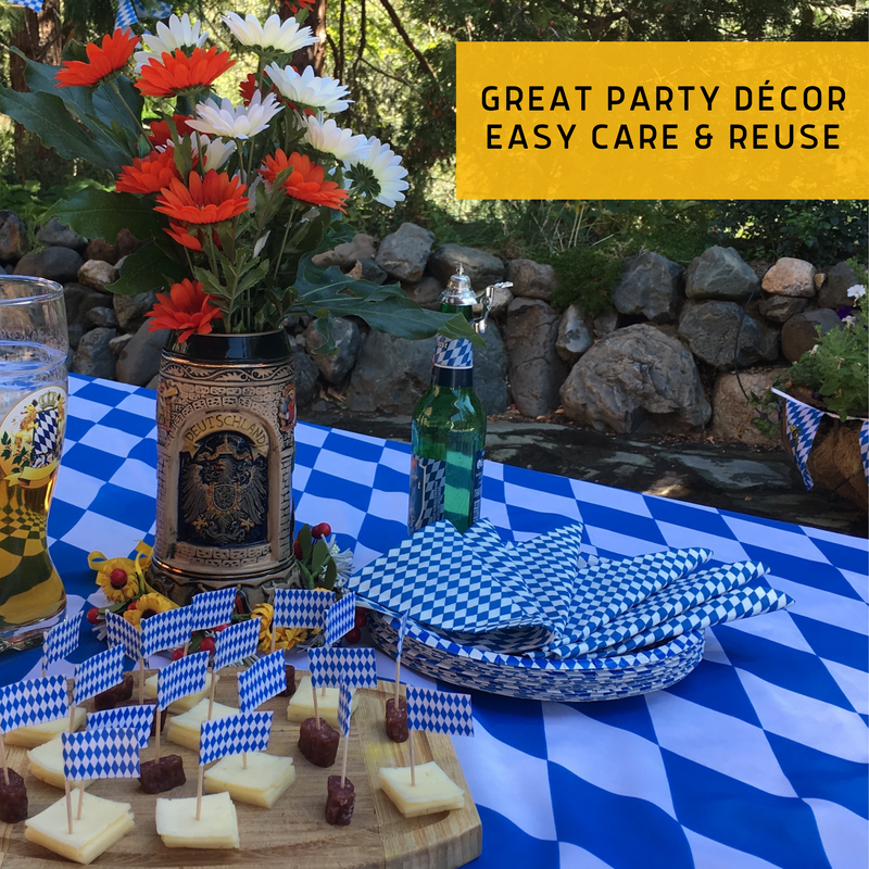 Oktoberfest Party Bavarian Checkered Polyester Tablecloth