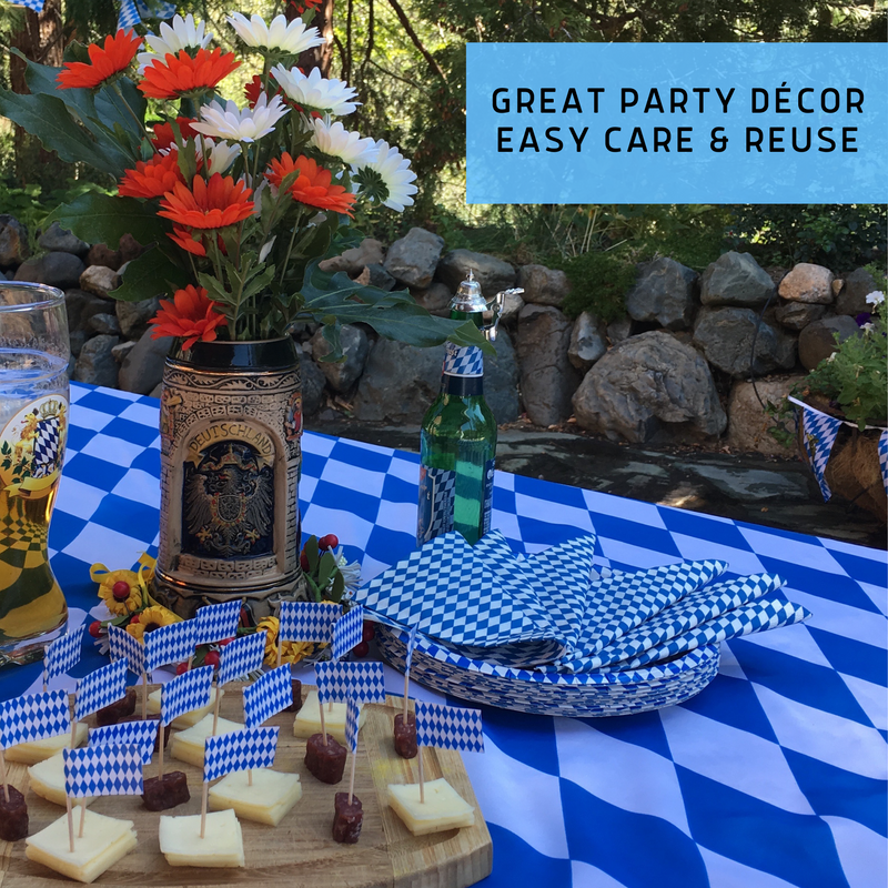 Oktoberfest Party Bavarian Checkered Polyester Tablecloth