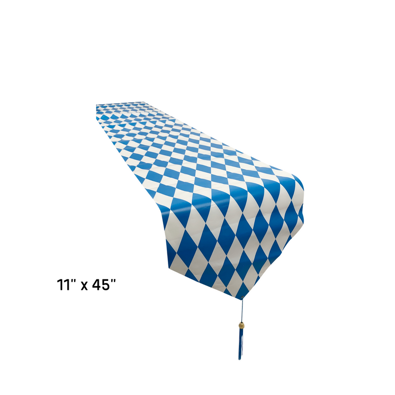 Printed Blue and White Oktoberfest Decorations Table Runner 11" x 6'