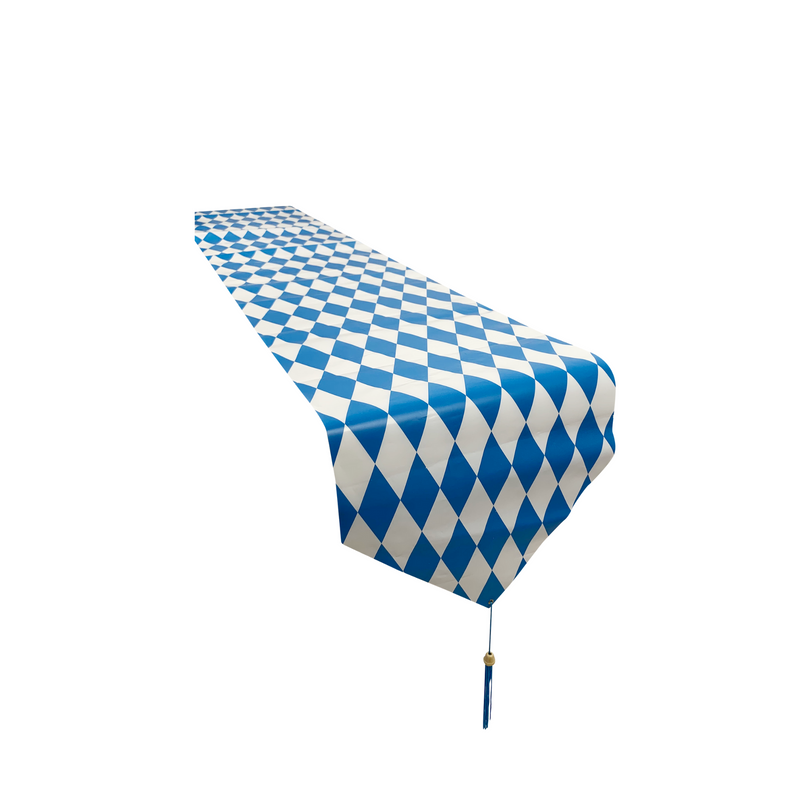 Printed Blue and White Oktoberfest Decorations Table Runner 11" x 6'