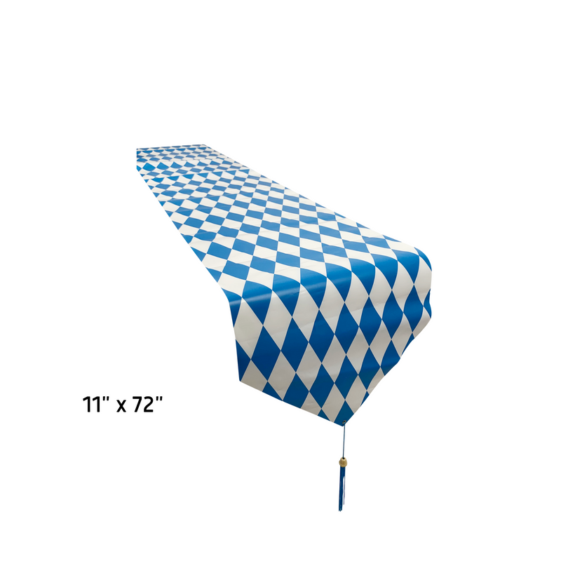 Printed Blue and White Oktoberfest Decorations Table Runner 11" x 6'