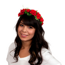 Red Rose Flowers Polyester Garland Costume & Wedding Headband with Streamers