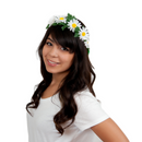 White Daisy Flowers Polyester Garland Costume & Wedding Headband with Streamers