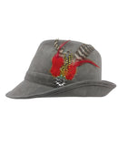"German Hunter" Gray Hat Fedora And Edelweiss & Feather