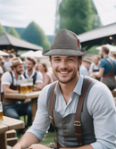 "German Hunter" Gray Hat Fedora And Edelweiss & Feather
