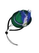 Mini Oktoberfest Costume Party Hat w/ Green Trim with Strap for Fitting on Dog
