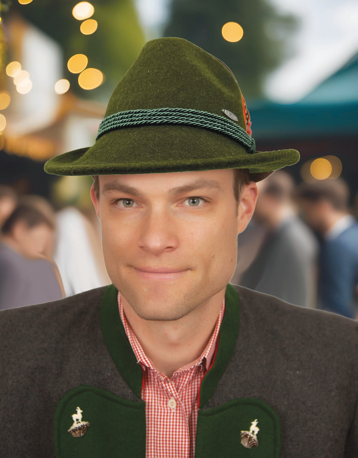 German Alpine Style Green 100% Wool Oktoberfest Hat