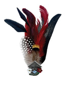 Feather Hat Pin German Chalet with Germany Banner Red Style German Hat Accessory