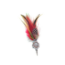 Edelweiss & Colorful Feather German Hat Pin