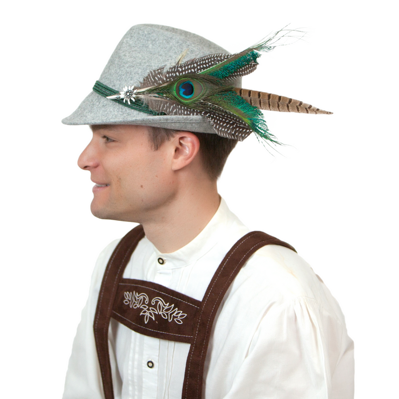 Peacock & Brown Pheasant Feathers for German Oktoberfest Hunter Hat