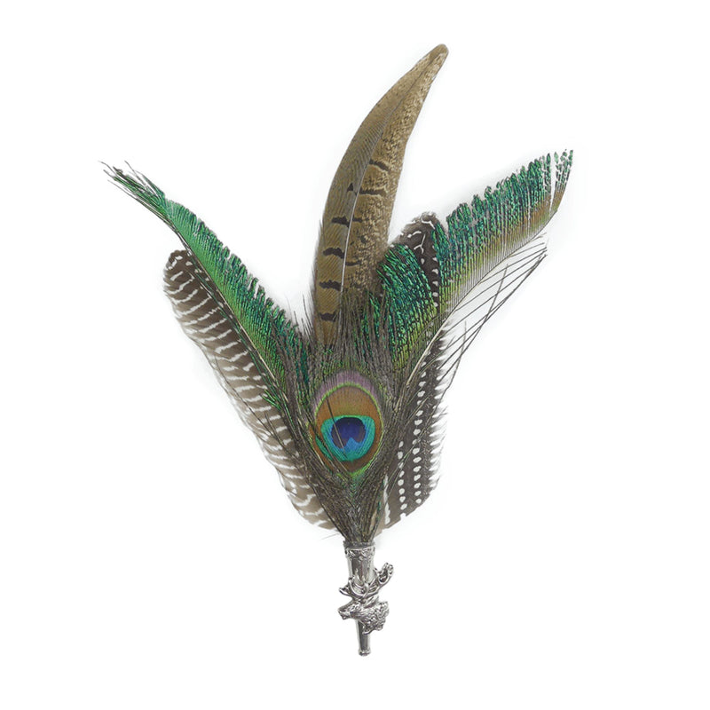 Peacock & Pheasant Oktoberfest Hunter Hat Feathers with Stag Pin