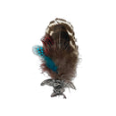 Pheasant Feather Oktoberfest German Hat Pin with Eagle & Fish