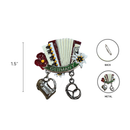 Accordian with Charms Collectible Metal Hat Pins with Metal Clasp For Men with "Germany" Banner for German Costume By Oktoberfest Haus