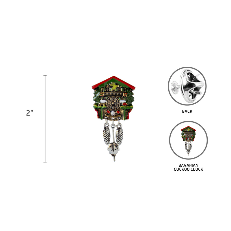 Colorful Bavarian German Cuckoo Clock Metal Hat Pin