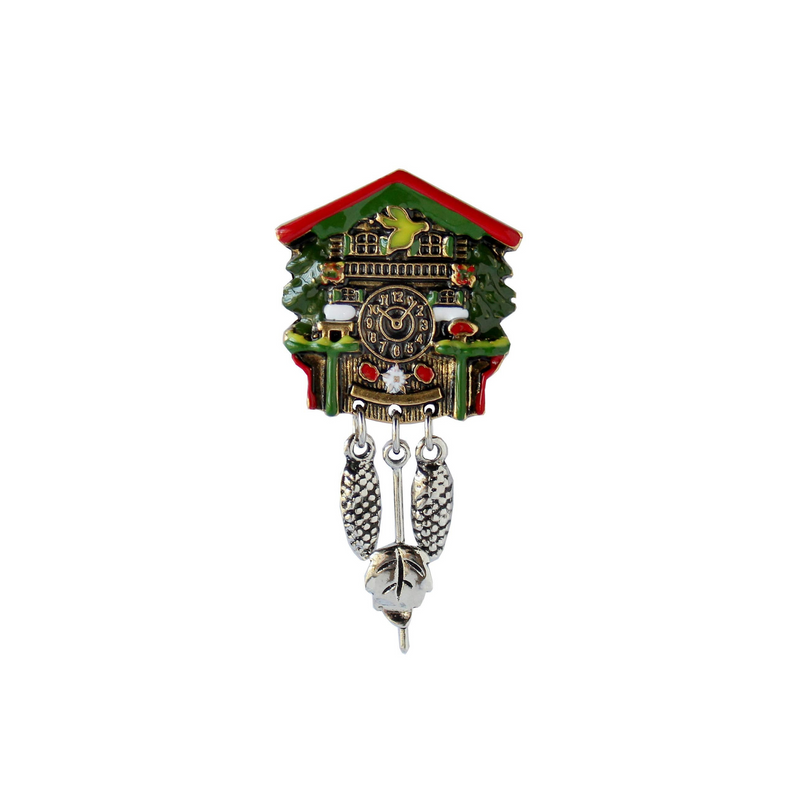 Colorful Bavarian German Cuckoo Clock Metal Hat Pin