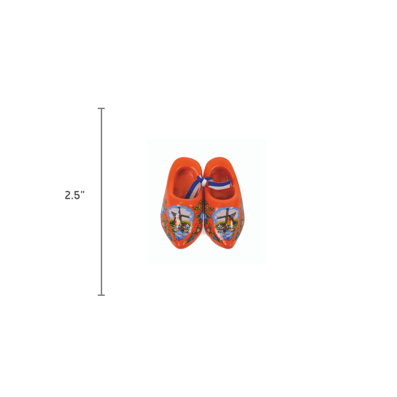 Orange Windmill Wooden Shoes Magnet 1.5"