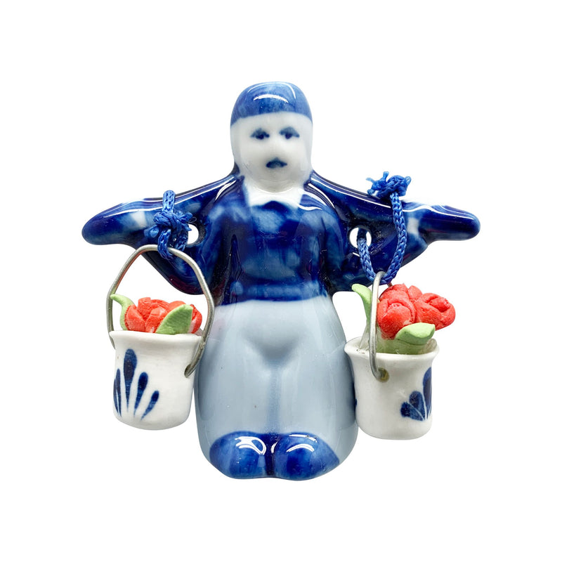 Dutch Magnetic Delft Boy with Tulips