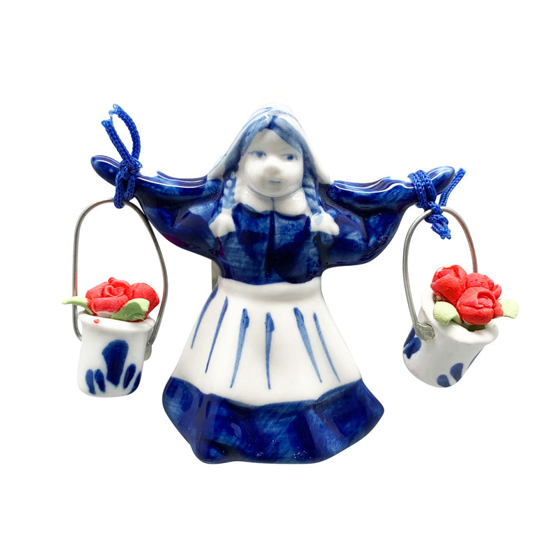 Dutch Magnetic Delft Girl with Tulips