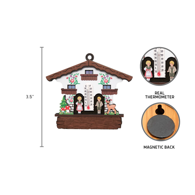 German Cuckoo Clock Magnet Haus with Thermometer