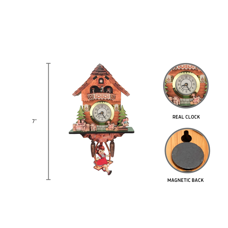 German Girl, Man & Dog Functioning Clock Fridge Magnet