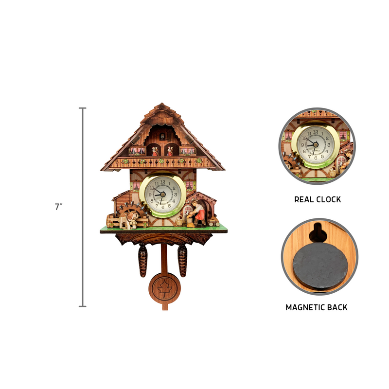 German Man & Dog Functioning Clock Kitchen Fridge Magnet