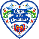 Heart Ceramic Magnet Tile Greatest Oma is the Greatest Birds Design, German