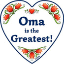 Heart Ceramic Magnet Tile Greatest Oma is the Greatest Tulips Design, German