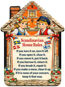 House Ceramic Magnet Tile Embossed Scandinavian House Rules, Swedish