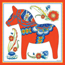 Red Swedish Dala Horse Embossed Ceramic Magnet Tile, Scandinavian