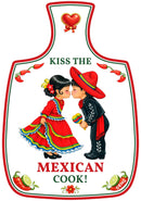 Cheeseboard Ceramic Magnet Tile Kiss the Mexican Cook, decorative cheeseboard