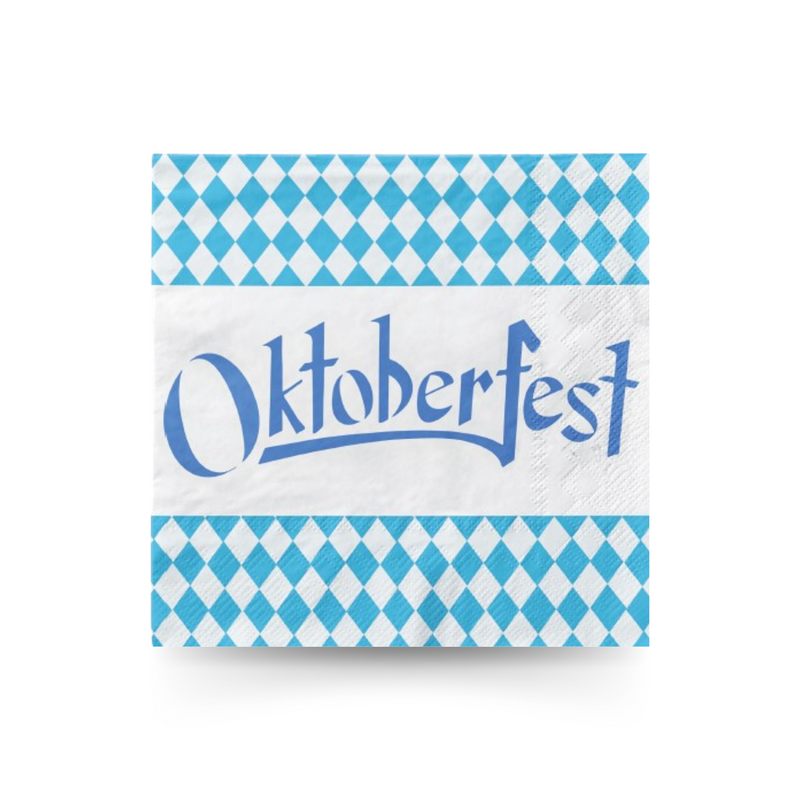 Oktoberfest Party Supplies 5.5" Paper Party Napkins 8 Pack with Bavarian Checkered Pattern