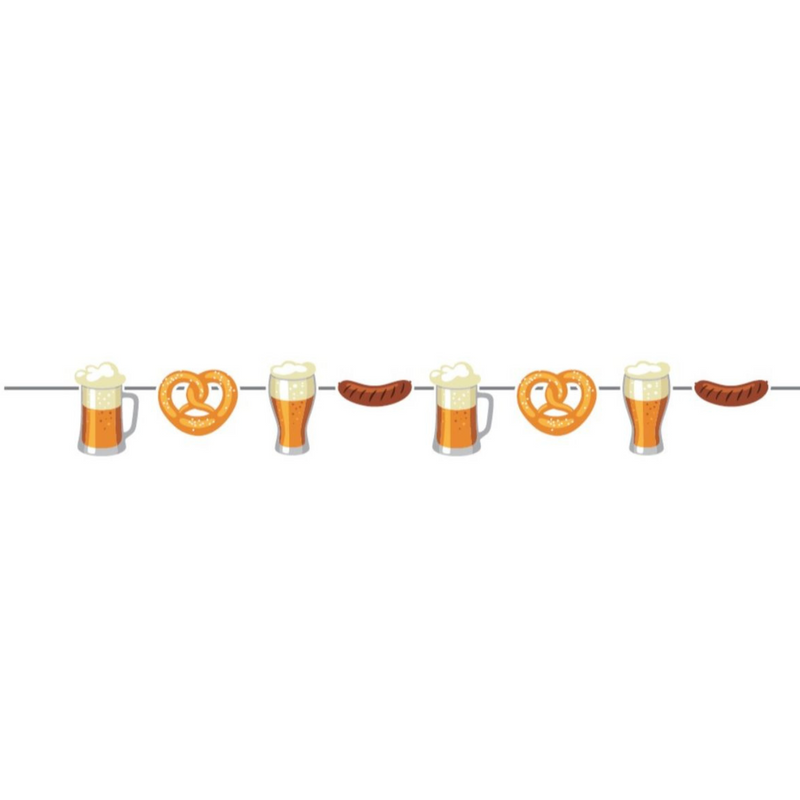 8 Flag Oktoberfest Party Supplies Party String Banner with Paper Beer Steins and Pretzels Decoration